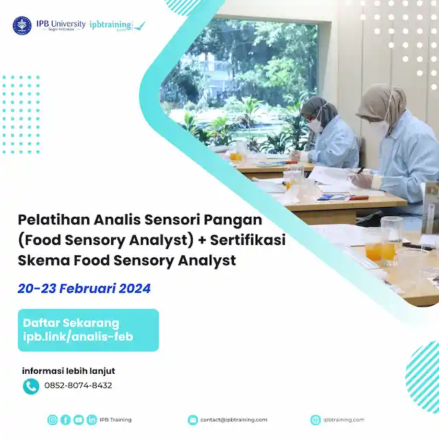 Pelatihan Analisis Sensori Pangan (Food Sensory Analyst)+Sertifikasi Skema Food Sensory Analyst
