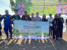 Peringati HUT Bhayangkara ke-78, Mahasiswa KKNT Inovasi IPB Ikut Tanam 1.000 Mangrove bersama Polresta Pati