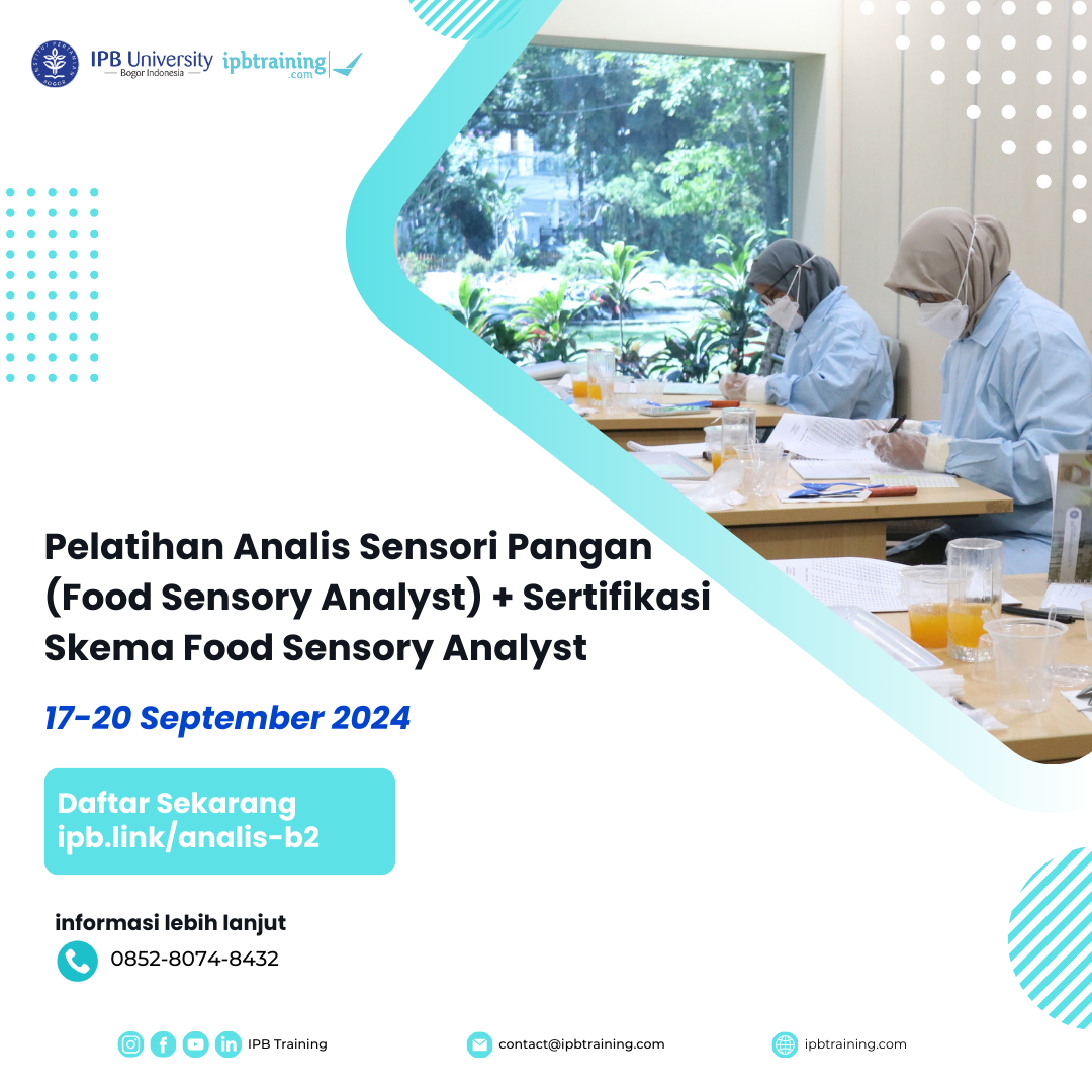 Pelatihan Analis Sensori Pangan (Food Sensory Analyst) + Sertifikasi Skema Food Sensory Analyst