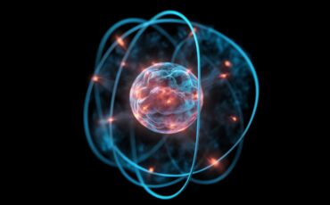 a blue and red glowing object with lines around it