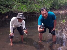 pkspl-ipb-university-dan-pokmas-temburun-kolaborasi-restocking-kepiting-bakau-di-pantai-senggalong-anambas