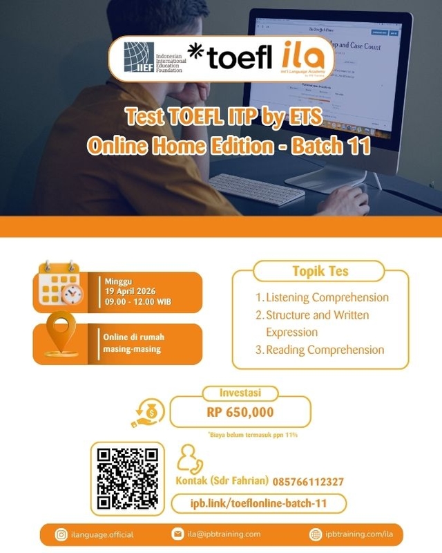 Test TOEFL ITP by ETS Home Edition (Online) Batch 11