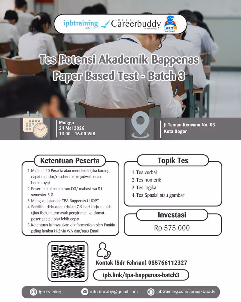 Test Potensi Akademik (TPA) BAPPENAS Paper Based Test 2026 – Batch 3