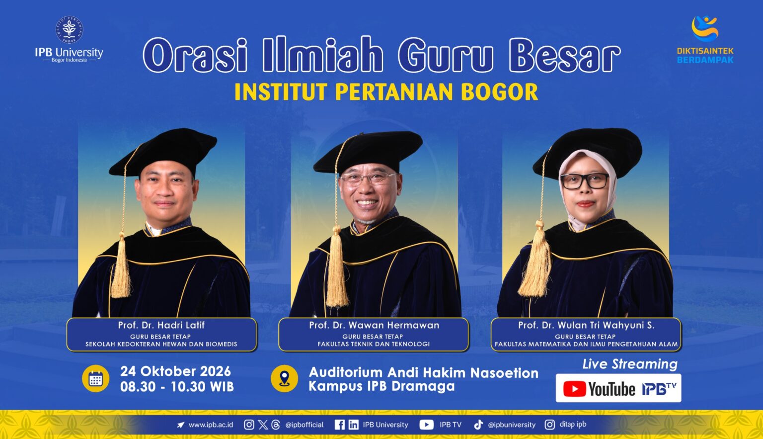 Orasi Ilmiah Guru Besar IPB | 24 Oktober 2026